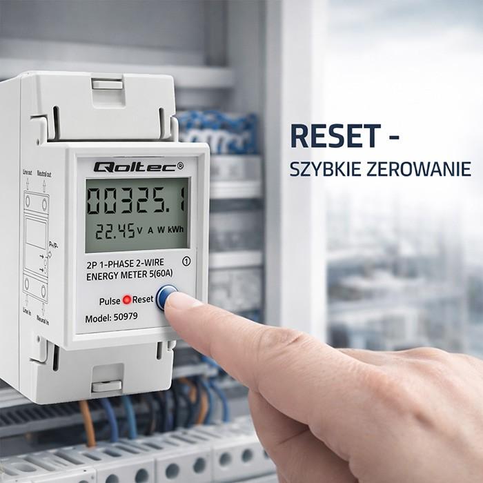 Actual product image Qoltec Single-phase electronic energy consumption meter for DIN rail