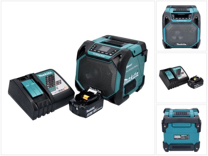 Immagine prodotto Makita DMR 203 RM1 Altoparlante Bluetooth 12 V 18 V IP64 + 1x batteria 4.0 Ah + caricabatteria (29 h, Batteria ricaricabile, Corrente elettrica)