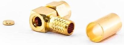 Actual product image Varia RP-SMA Male Right Angle Connector for H155 Cable, Crimp Version
