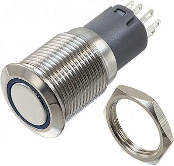 Produktbild Bulgin Pushbutton 16mm DPCO Mom blue ring 12V