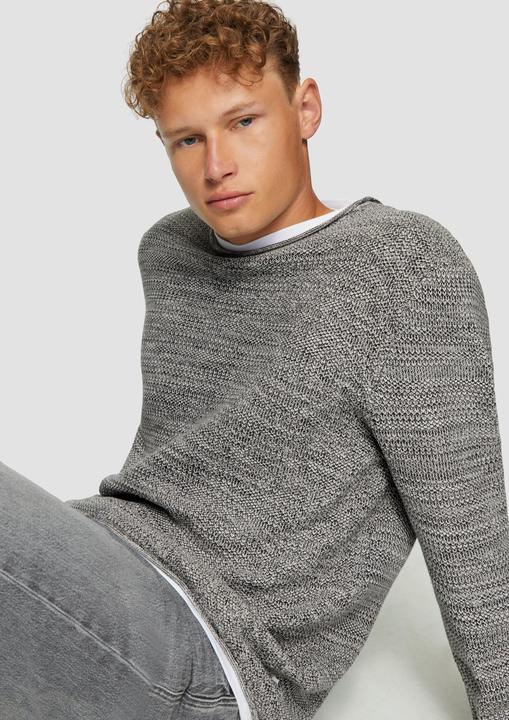 Produktbild s.Oliver Strickpullover Melierter Strickpullover mit Layering-Detail (S)