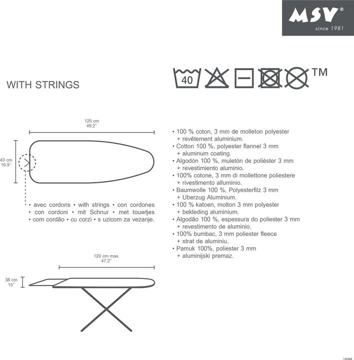 Image du produit MSV Housse De Repassage Aluminium 38x115 cm Beige