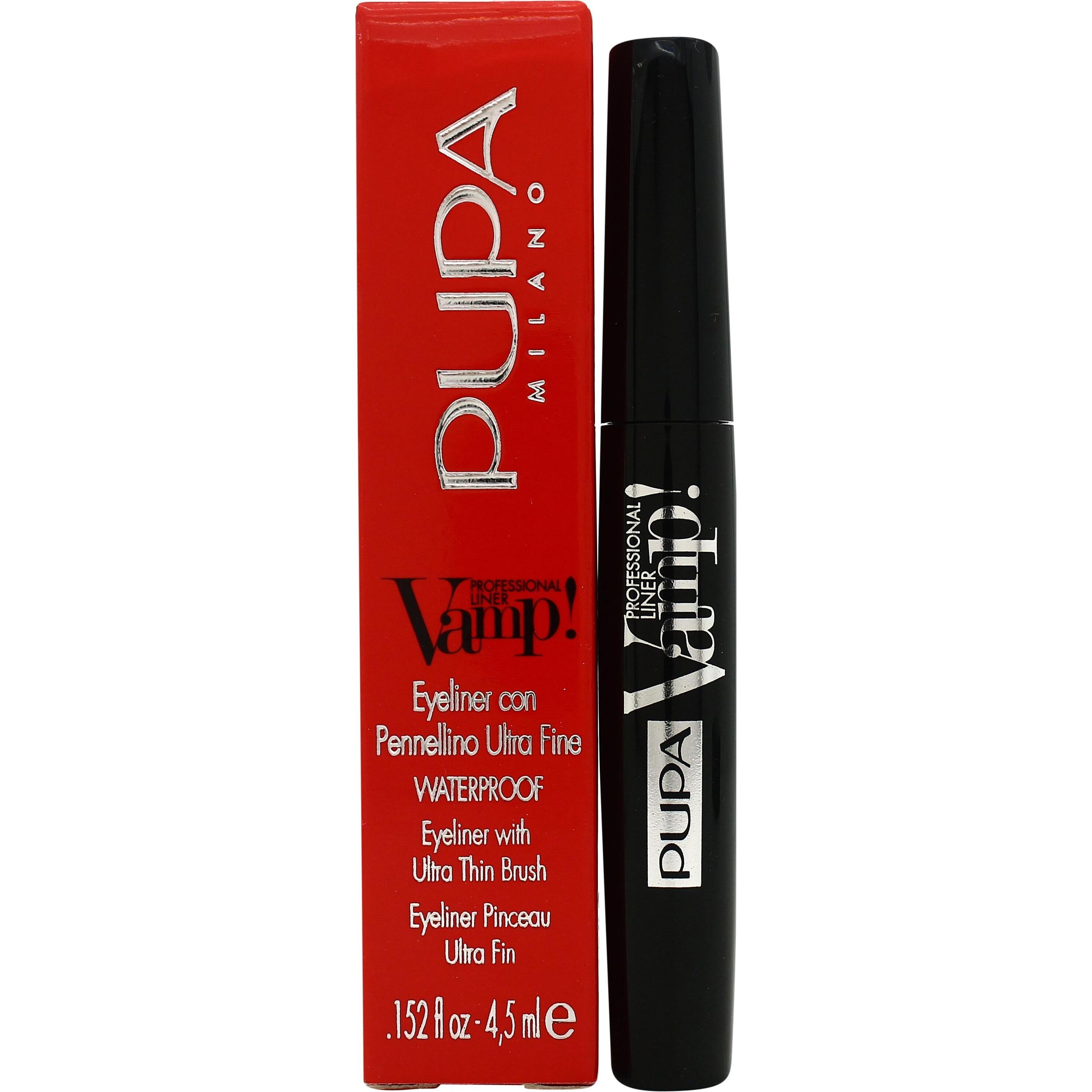 Pupa Milano, Eyeliner + Kajal, Vamp! Professional Line extrablack glossy finish (100 Extra Black)