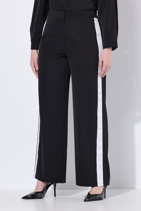 Image du produit Ulla Popken Pantalon Rose jambe large et taille confortable, bande contrastante sur les côtés (56)