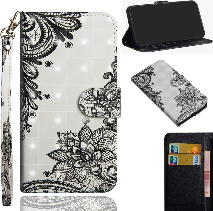 Immagine prodotto Cover-Discount iPhone 12 / 12 Pro - custodia effetto glitter fiori nero (Apple iPhone 12, Apple iPhone 12 Pro)
