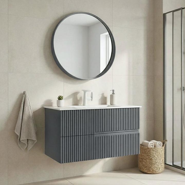 Produktbild Homitis Moonlight 90 v2 Bathroom Cabinet With Sink & Mirror Set (2 Pieces)