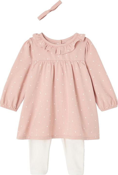 Produktbild Vertbaudet Bio-Kollektion: Baby-Set aus Kleid, Leggings & Haarband, Herzen (68)