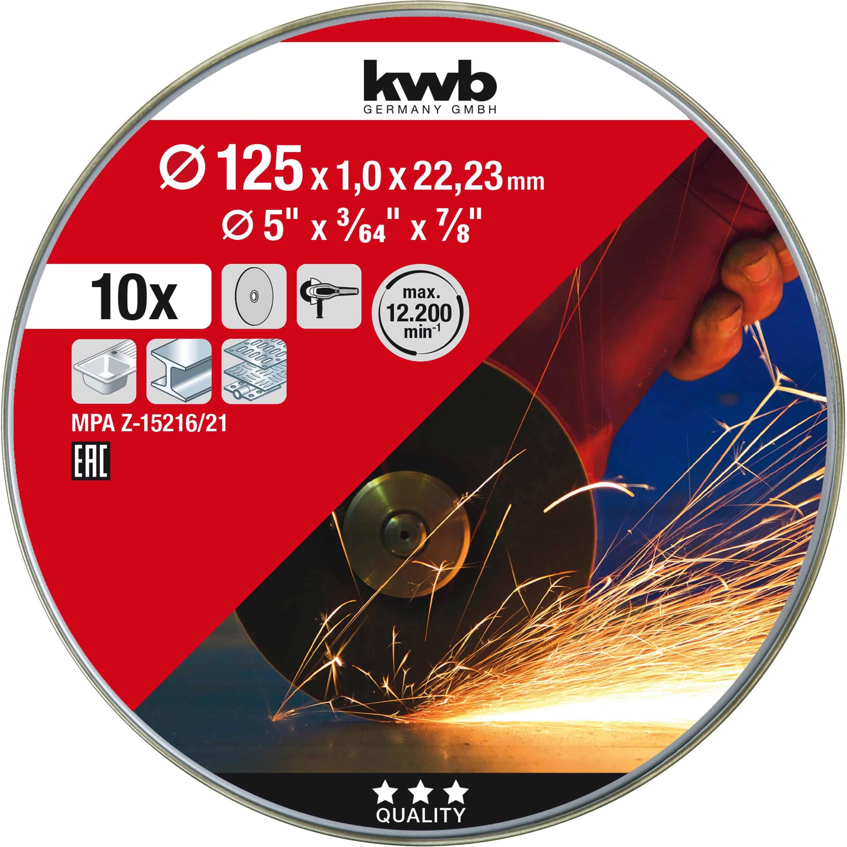 Thumbnail - kwb, Sägeblatt, 10 Dünntrennscheiben 125x1,0 Dose