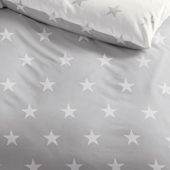 Produktbild BettwarenShop Stars silber (Bettwäsche Set, 155x220 cm + 80x80 cm)