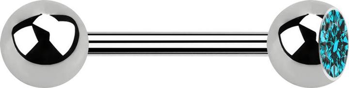 Actual product image Star Piercing Barbell silver with ball and ball crystal aqua (Titanium, without brass)