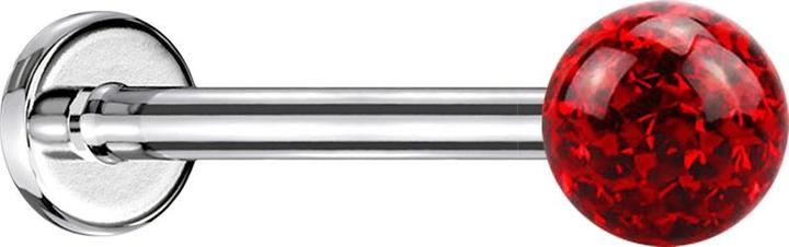 Actual product image Star Piercing Micro Labret silver with crystal ball red and epoxy protective layer (without brass, Surgical steel 316L)