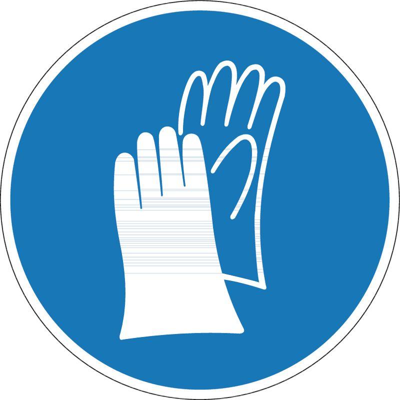 BRW, Sicherheitskennzeichnung, Gebotsschild Schutzhandschuhe benutzen - Ø 10 cm