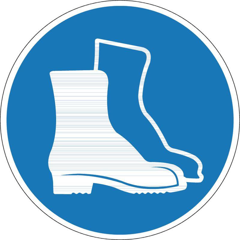 BRW, Sicherheitskennzeichnung, Gebotsschild Schutzschuhe benutzen - Ø 10 cm