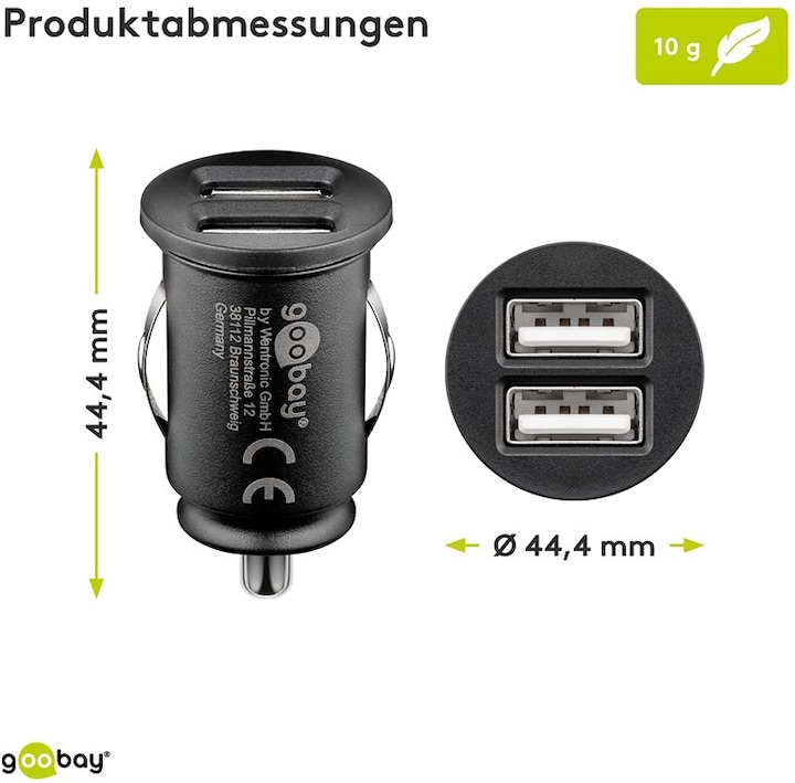 Produktbild Goobay Dual USB-Autoladegerät 3,1A