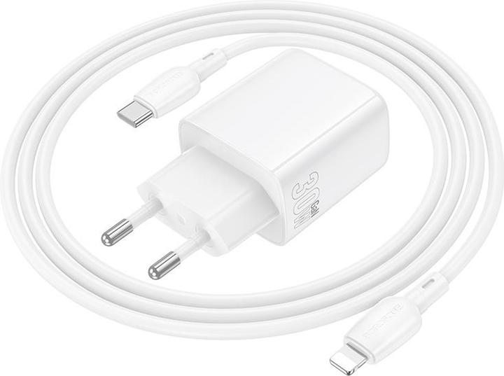 Image du produit Borofone Chargeur secteur BN29 Fuente - USB + Type C - QC 3.0 PD 30W avec câble Type C vers Lightning blanc (30 W, 2 ports)