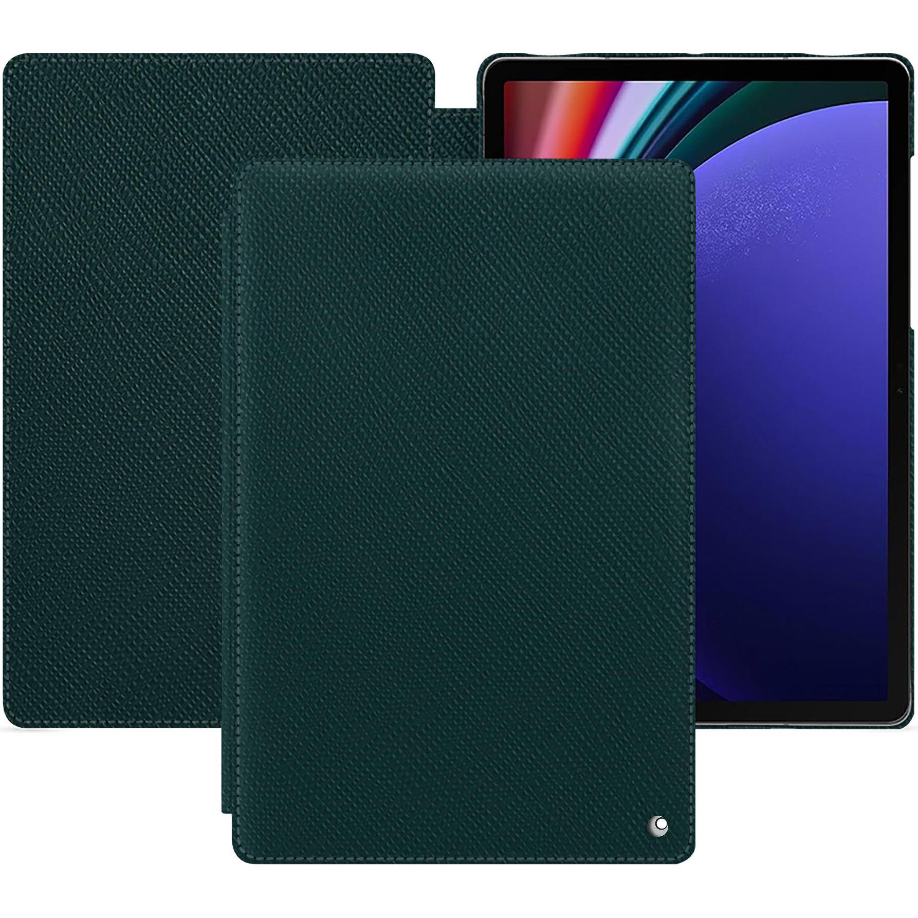 Noreve Lederschutzhülle horizontal (Galaxy Tab S9+), Tablet Hülle, Grün