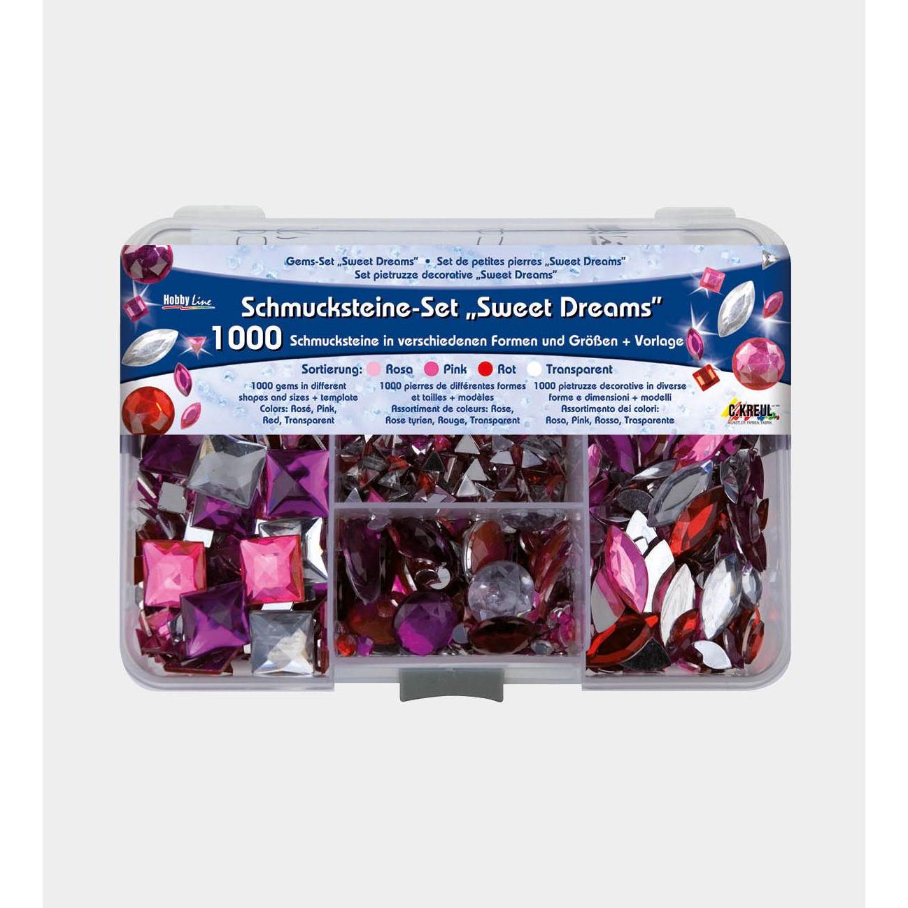 Thumbnail - Kreul, Künstlerfarbe + Bastelfarbe, Schmucksteine-Set Hobby Line "Sweet Dreams" (Transparent, Bunt, Rosa, Rot, Pink, 29 ...