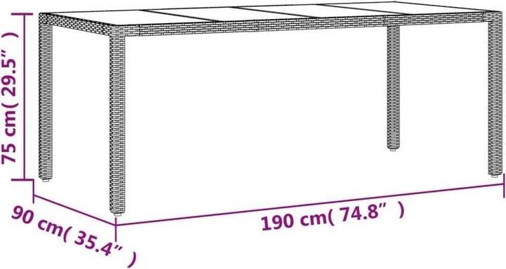 Produktbild vidaXL Gartentisch (190 x 90 x 75 cm)