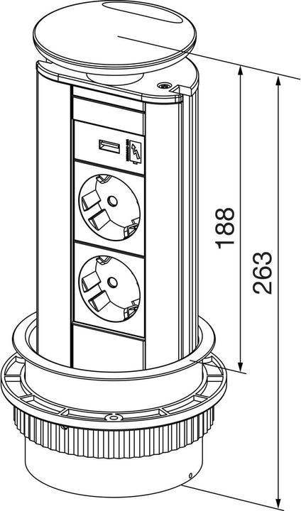 Immagine prodotto Evoline Presa di corrente Port 2x prese 1x USB-A, C-Charger effetto acciaio inox (2x, CEE 7/3, 2.50 m)