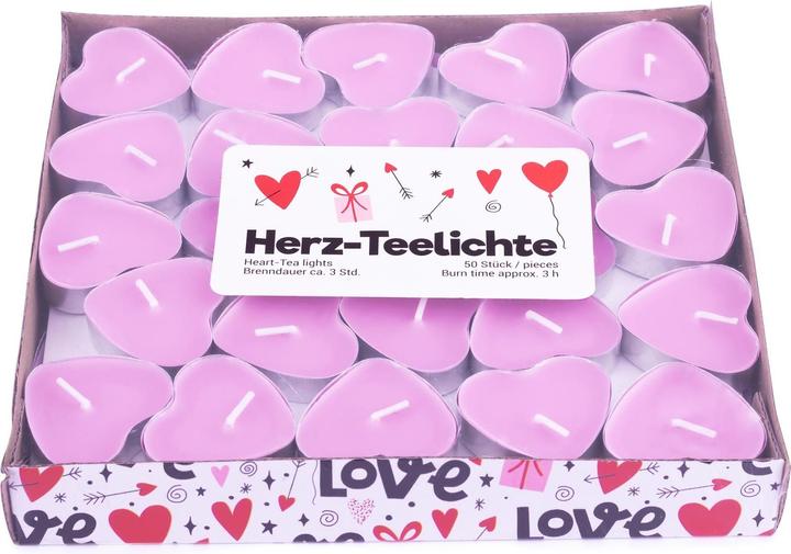 Produktbild Pajoma Teelichter in Herzform Pink, 50 Stk (50 Stk.)