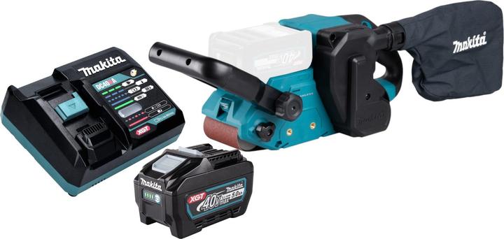 1x Makita BS 001 GZ Akku Bandschleifer, 1x Makita DC 40 RA Ladegerät, 1x Makita BL 4050 F Akku 40 V max. 5,0 Ah