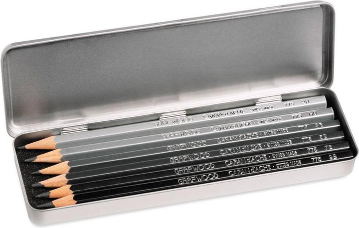 Actual product image Caran d'Ache Graphite Line Grafwood Metallschachtel (3.60 mm, 2H, HB, 5B, 3B, 9B, 7B, 6 x)