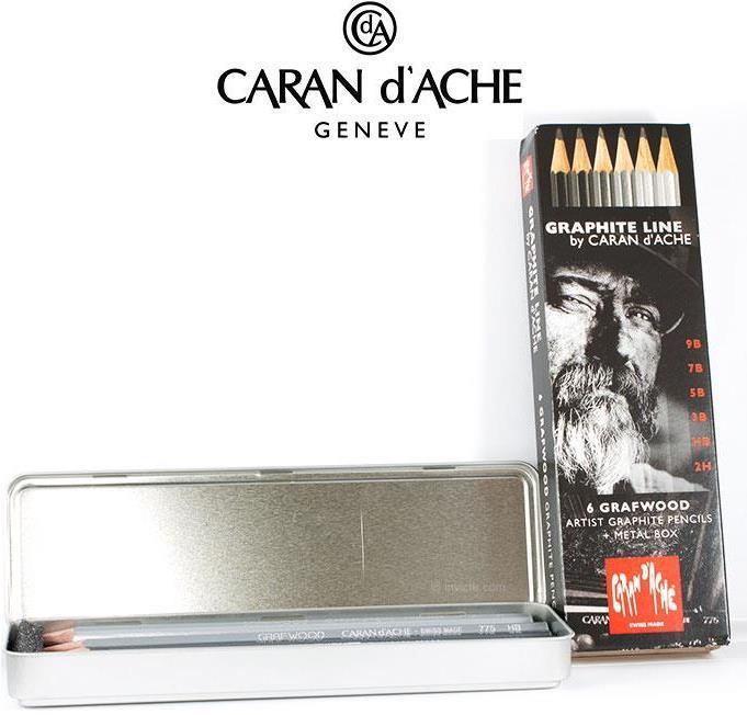 Actual product image Caran d'Ache Graphite Line Grafwood Metallschachtel (3.60 mm, 2H, HB, 5B, 3B, 9B, 7B, 6 x)