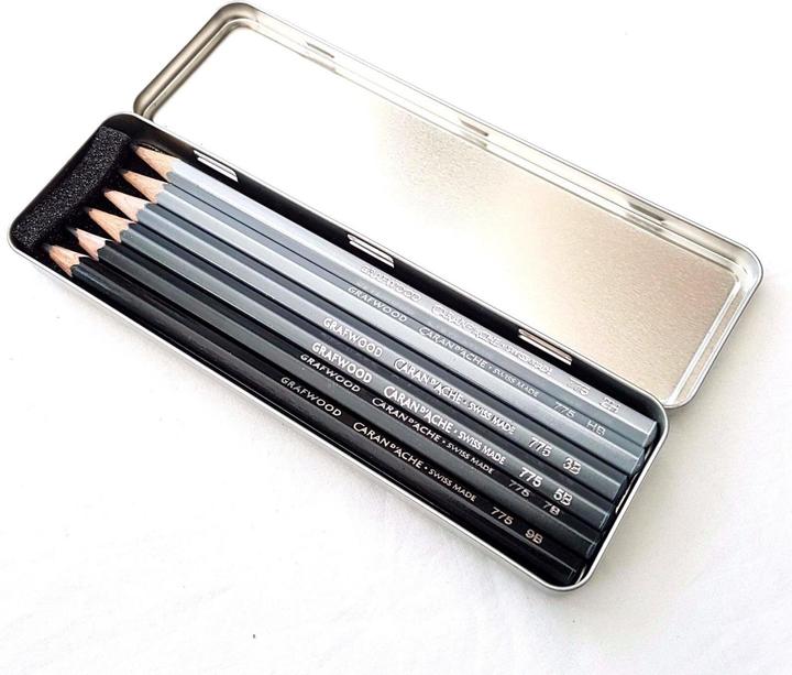 Actual product image Caran d'Ache Graphite Line Grafwood Metallschachtel (3.60 mm, 2H, HB, 5B, 3B, 9B, 7B, 6 x)