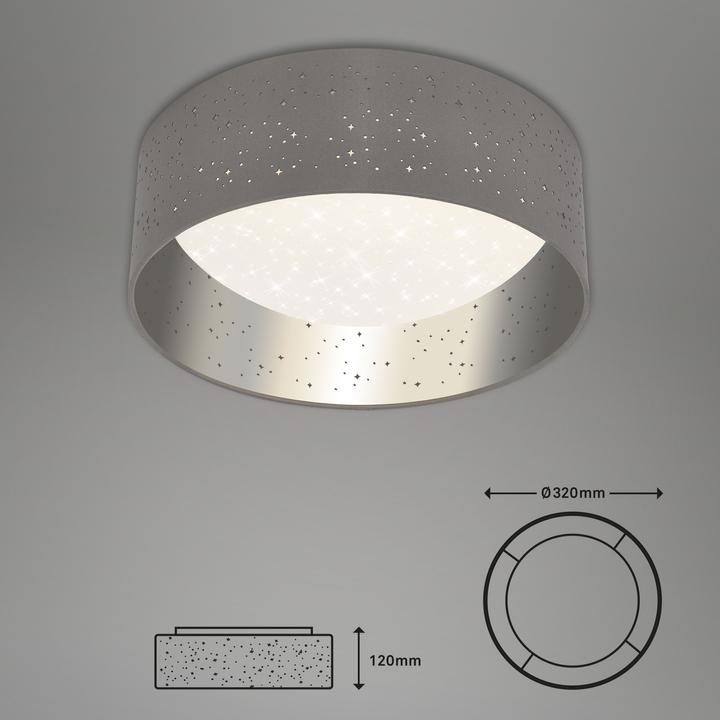 Image du produit Briloner Plafonnier LED en tissu avec décor étoilé, gris-argenté, 1xLED/12W (1200 lm)