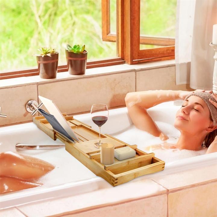 Actual product image Intirilife Bamboo Bath Shelf