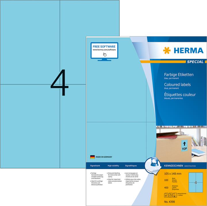 Produktbild HERMA Farbige Etiketten A4