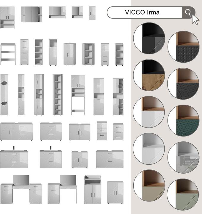 Produktbild Vicco Waschbeckenunterschrank Irma, Salbeigrün/Artisan, 80 x 58.6 cm mit Schubladen (80 x 41 x 58.60 cm)