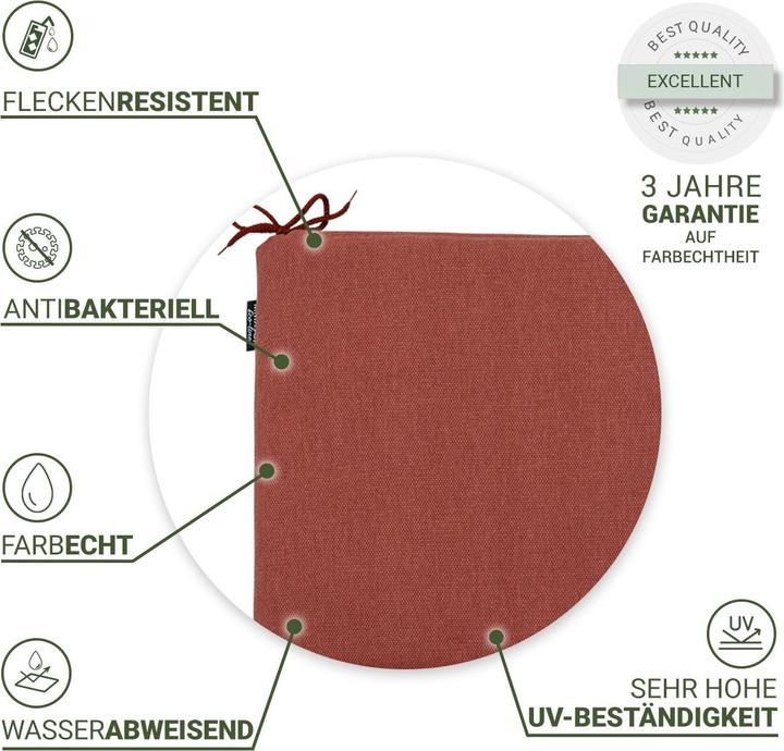 Produktbild Natura Punto Stuhlkissen Outdoor mit Bändchen, 4er Set (40 x 40 cm)