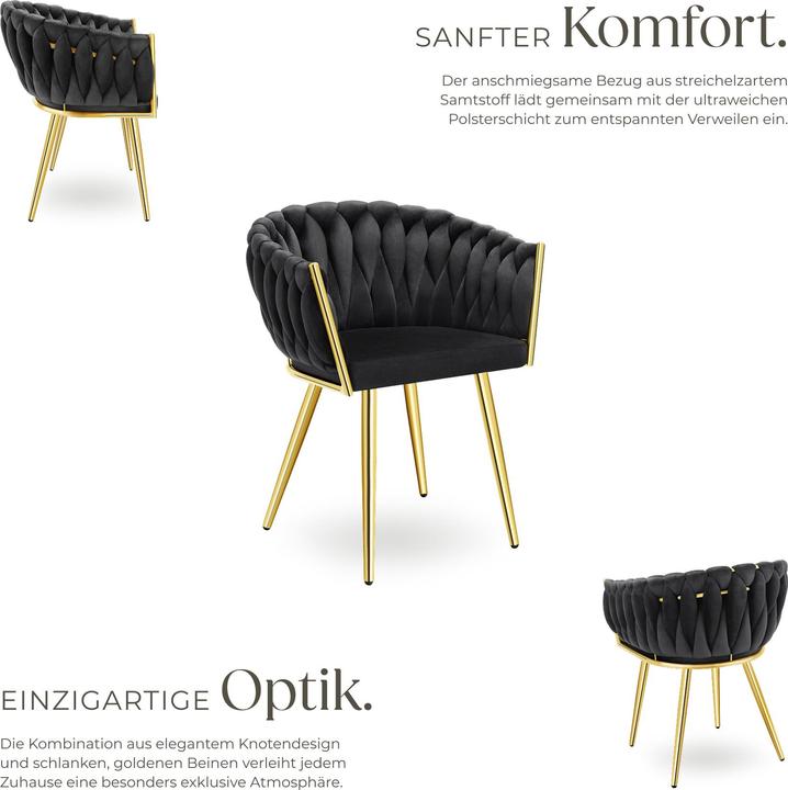 Produktbild tectake Set Esszimmerstuhl Astano Samt, Knotendesign