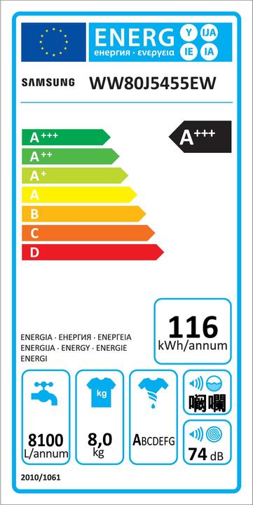 Energie-Label Samsung WW80J5455EW/WS (8 kg, Links)