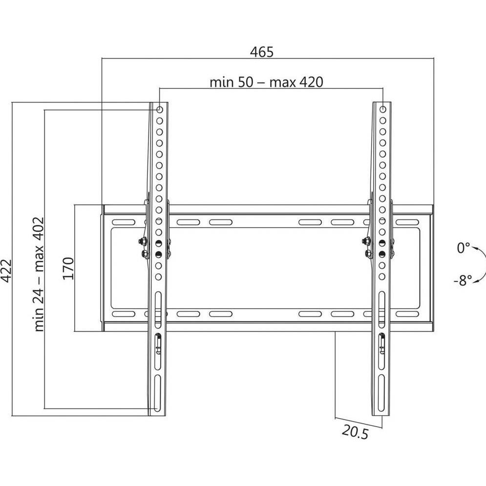Thumbnail - LogiLink TV Wandhalterung (Wand, 55", 35 kg), TV Wandhalterung, Schwarz