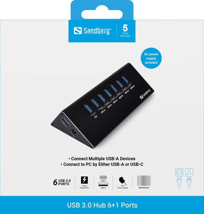 Produktbild Sandberg USB 3.0 Hub (USB-A, 7 Ports)