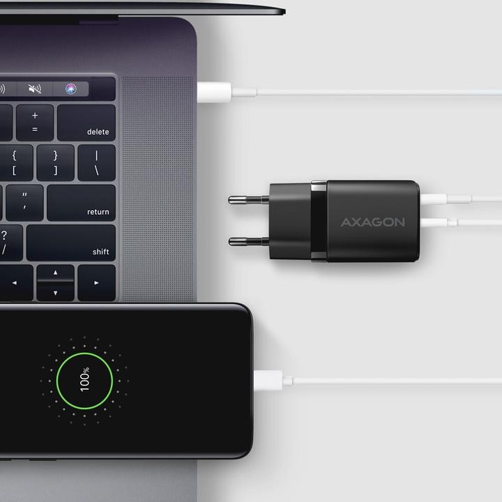 Produktbild Axagon ACU-PQ30 Ladegerät QC3.0, 4.0/AFC/FCP/PPS/Apple + PD USB-C, 30W - schwarz (30 W, 2 Ports)