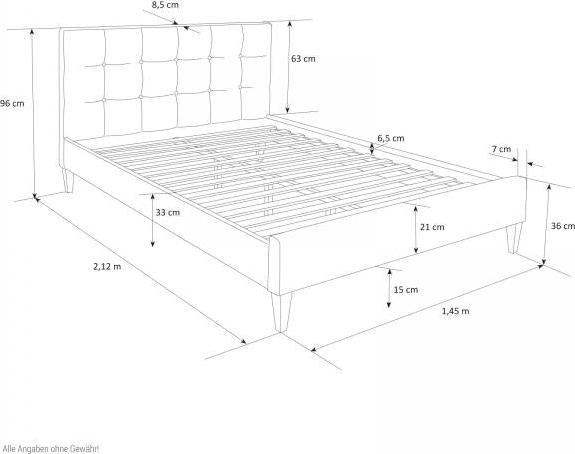 Produktbild Homestyle4u Polsterbett Doppelbett Stoffbett Bettgestell (140 x 200 cm)