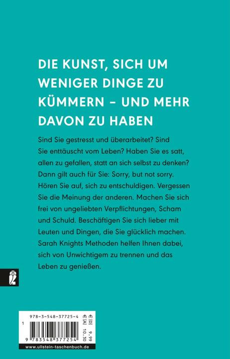 Produktbild Not Sorry (Deutsch, Sarah Knight, 2017)