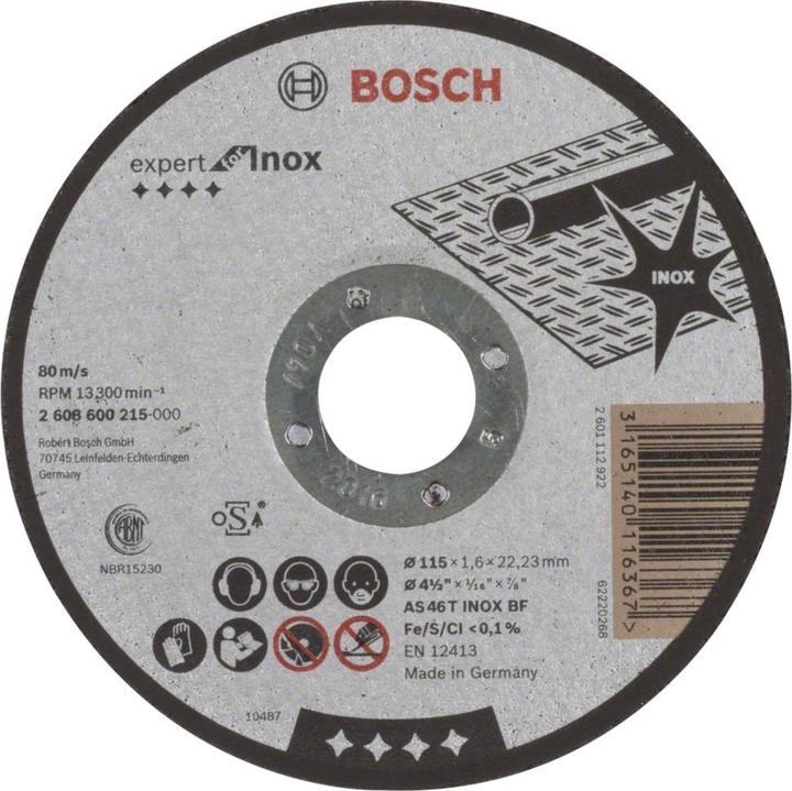 Bosch Professional Zubehör PRO Stainless Steel and Metal cutting disc, 115 x 1.6 x 22.23 mm