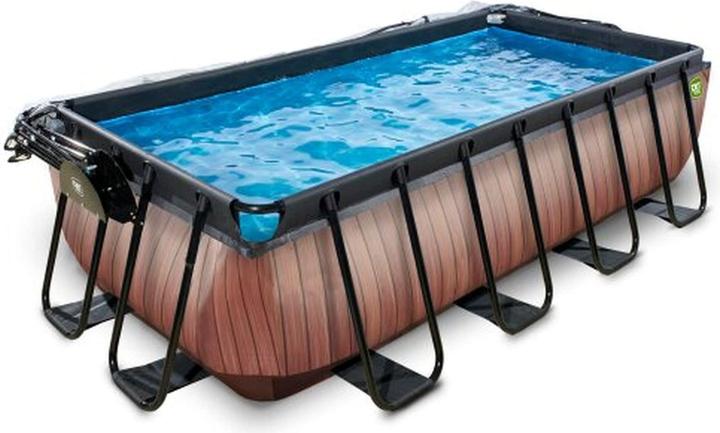 Produktbild Exit Rahmen-Pool Premium eckig 400x200x100 cm mit Sonnendach und Sandfilterpumpe (400 x 200 x 100 cm)