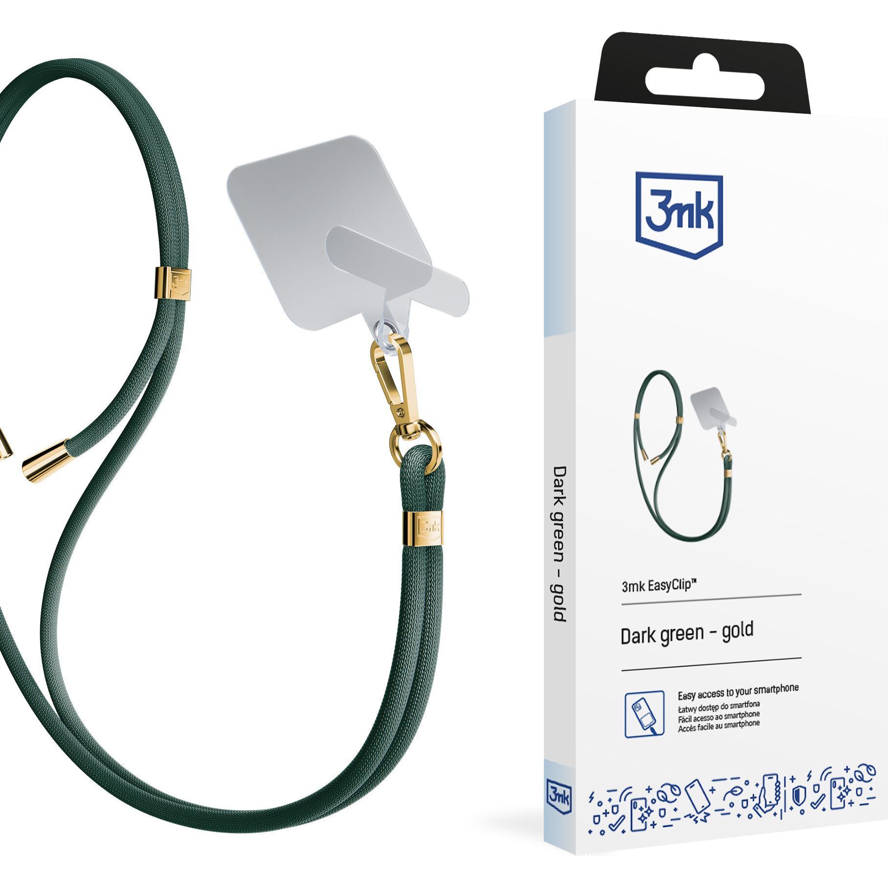 3MK EasyClip Dark Green (gold) smycz do telefonu, Smartphone Halterung, Grün, Gold