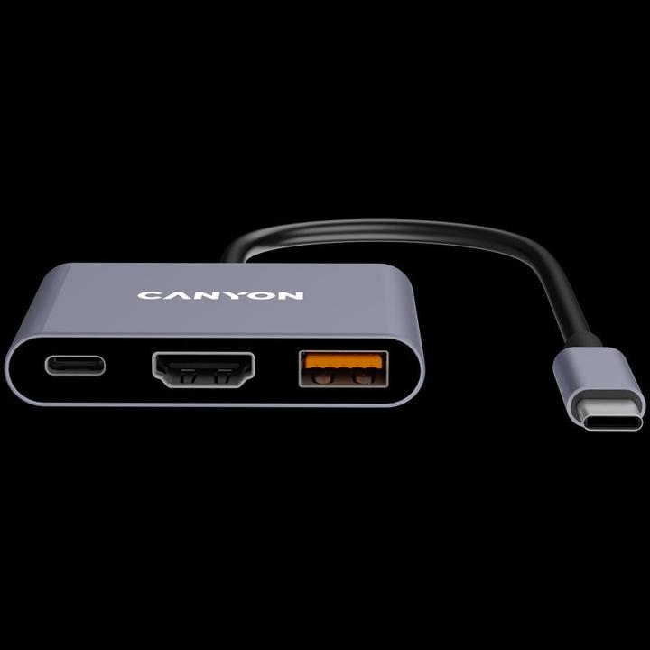 Image du produit Canyon HUB USB 3 en 1 USB-C > HDMI/1xUSB-A/PD 100W détail (USB-C, 3 ports)