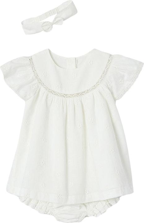 Immagine prodotto Vertbaudet Mädchen Baby-Set: Kleid mit Lochstickerei, Shorts & Haarband (62)