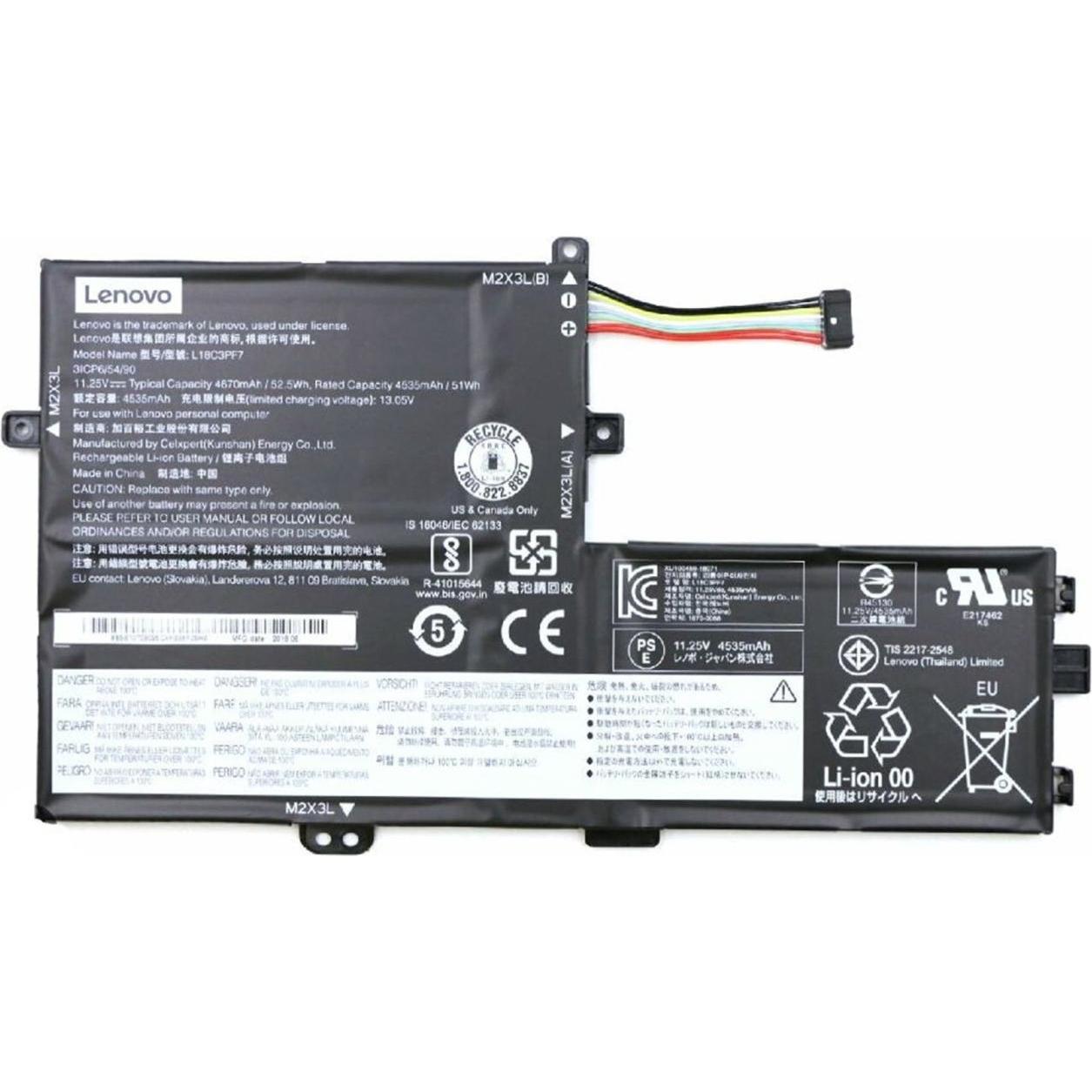 Lenovo Battery 52.5 WH 3 Cell (3 Zellen, 4480 mAh), Notebook Akku, Schwarz