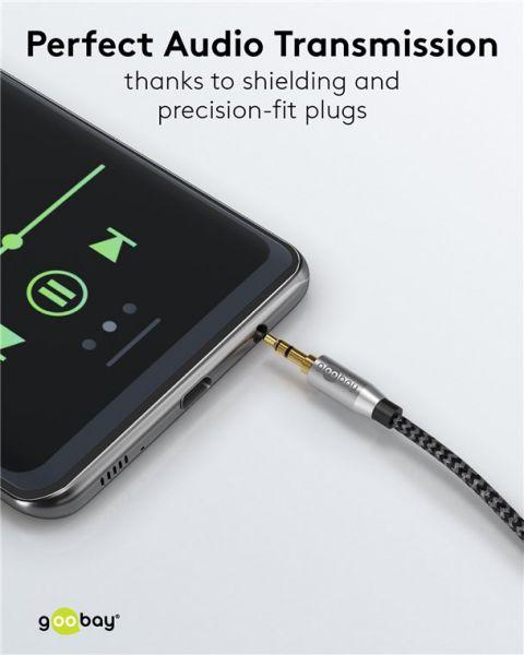 Actual product image Goobay Audio connection cable AUX, 3.5 mm stereo, 3 m, Sharkskin Grey (3 m)