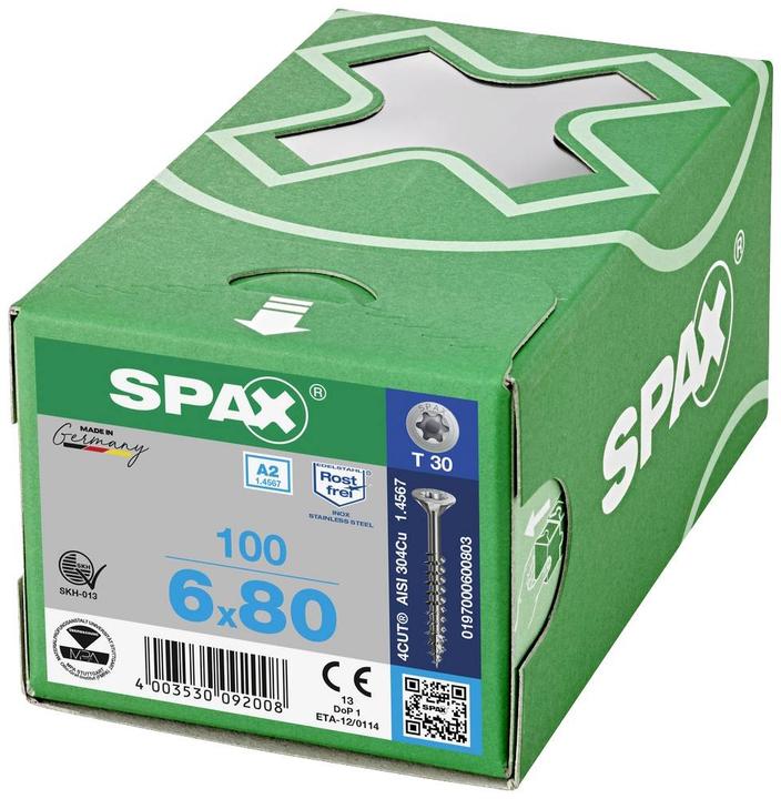 Productafbeelding Spax A2 Senkmultikopf T-Star Plus T30 Teilgewinde (100 Schroeven per stuk, 6 X 80 mm)