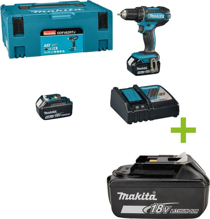 Actual product image Makita DDF482RTJ 18V with two batteries