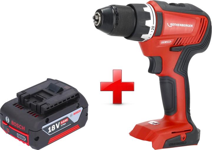 Produktbild Rothenberger RO DD55 Akku Bohrschrauber 18 V 55 Nm Brushless AMPShare + 1x Akku 4,0 Ah - ohne